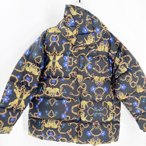 NEW Adidas OS Her Studio Down Puffer JACKET Coat Chains Leopard Floral Size L - Picture 3 of 13